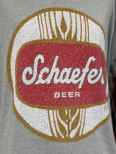 Schaefer Beer Graphic Tee- Heather Grey